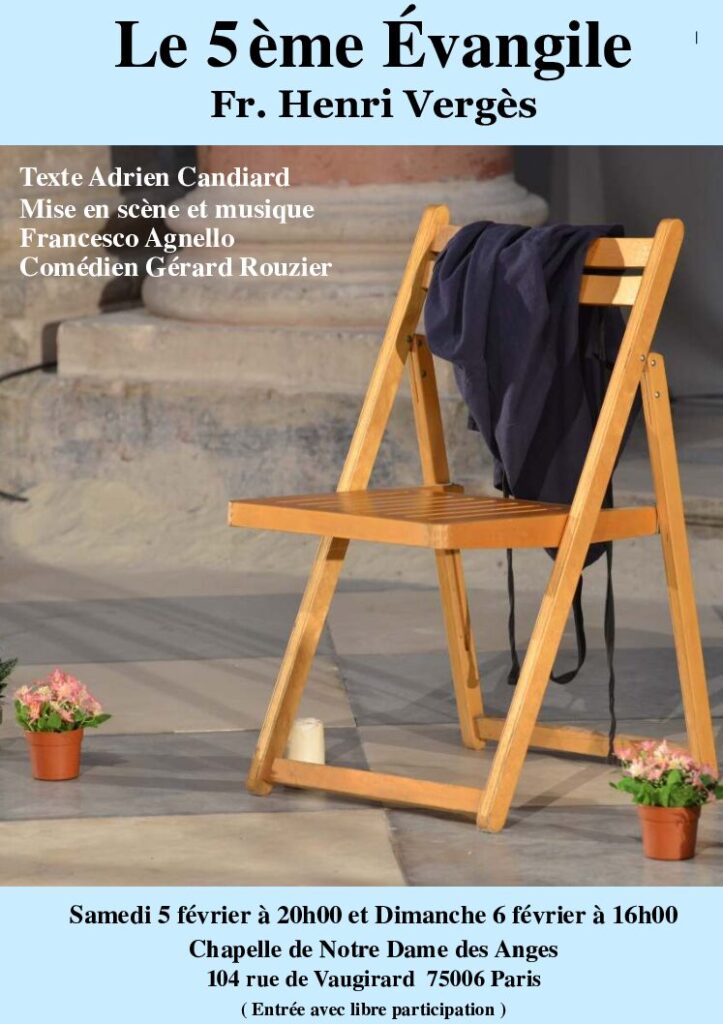 Représentations théâtrales du 5ème Évangile d&rsquo;Adrien Candiard