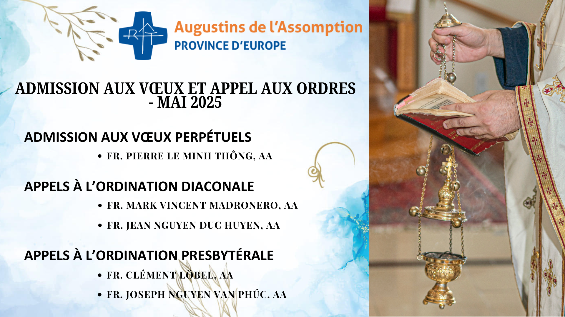 Admission aux vœux et appel aux ordres – Mai 2025
