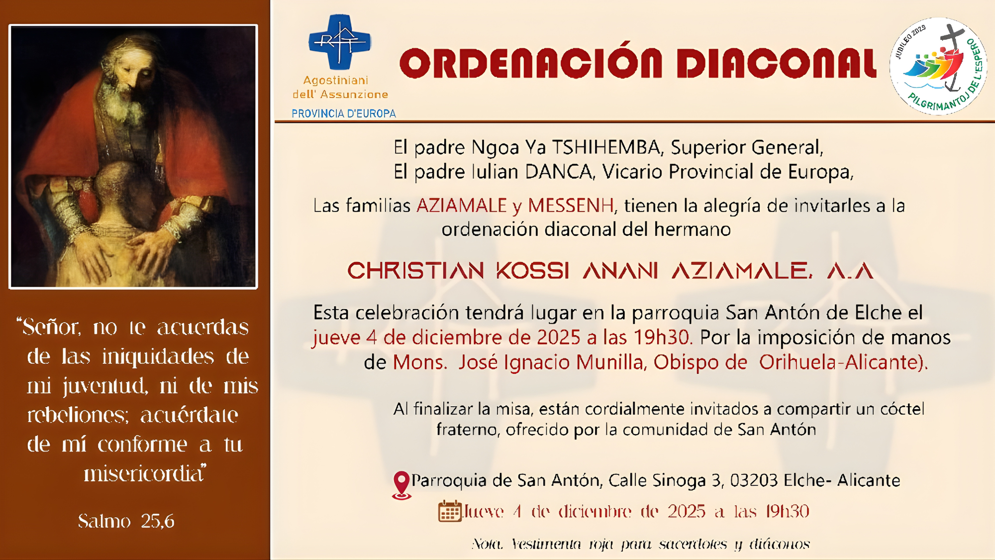 Ordination Diaconale à Elche (Espagne)